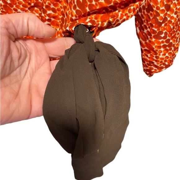 Michael Michael Kors Blouse Women’s Size XS Dot Long Sleeve Tie Waist Red White - Picture 4 of 10